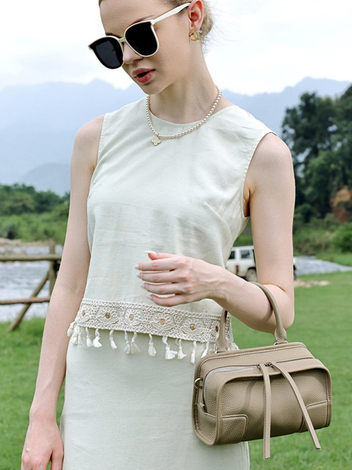 Chic Genuine Leather Boston Clutch Bag