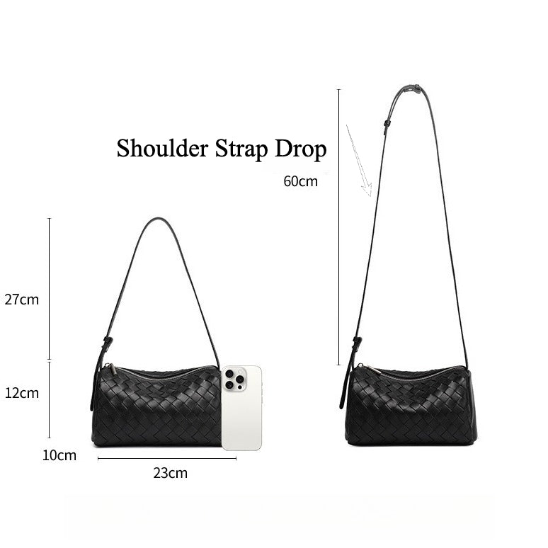 Minimalist Woven Genuine Sheepskin Baguette Clutch Bag