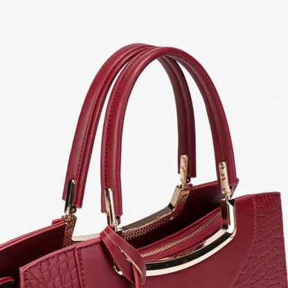 Stately Croc Vegan Eco-Leather Clutch Bag With Detachable Strap