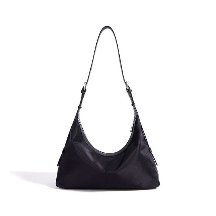 Slouchy Crescent Nylon Hobo Clutch Bag