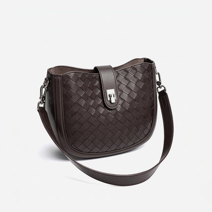 Intricate Woven Genuine Leather Saddle Clutch Bag