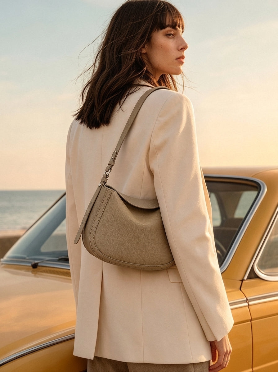 Graceful Genuine Leather Saddle Messenger Clutch Bag