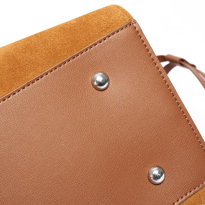 Vintage Slouchy Suede Genuine Leather Tote Clutch Bag