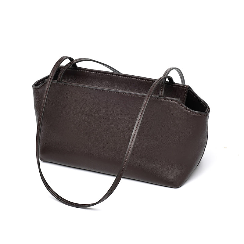 Minimalist Genuine Lambskin Leather Baguette Clutch Bag