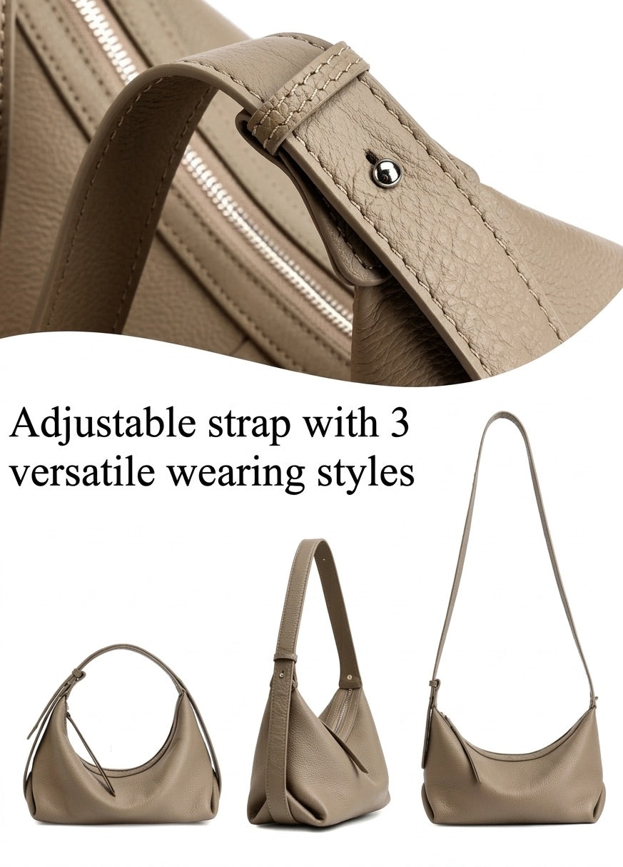 Legere, lässige Hobo-Clutch aus genarbtem echtem Leder  