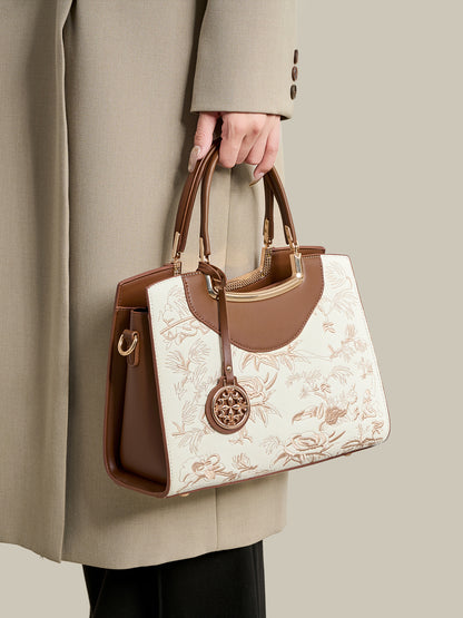 Retro Floral Contrast Vegan Eco-Leather Clutch Bag