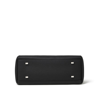Sac pochette fourre-tout en cuir véritable à texture grainée grain de riz élégante