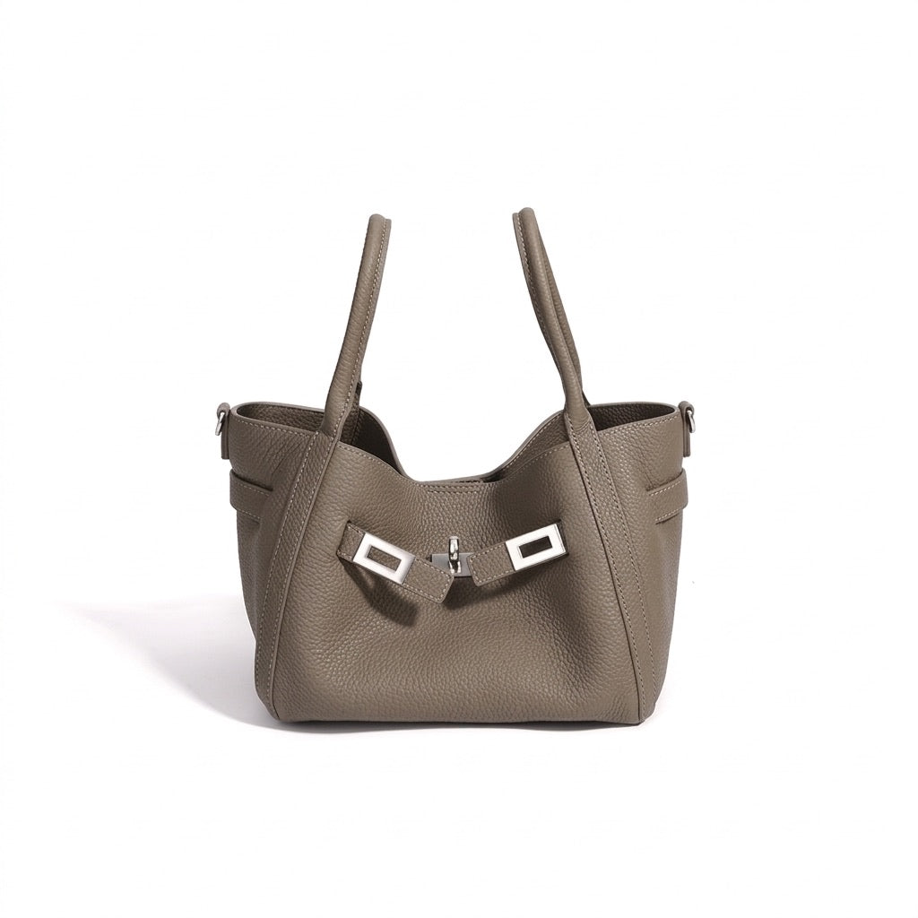 Geantă clutch mini tip găleată, casual, din piele naturală