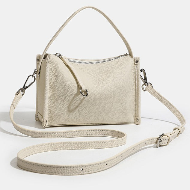Clean-lined Pebbled Genuine Leather Crossbody Clutch Bag