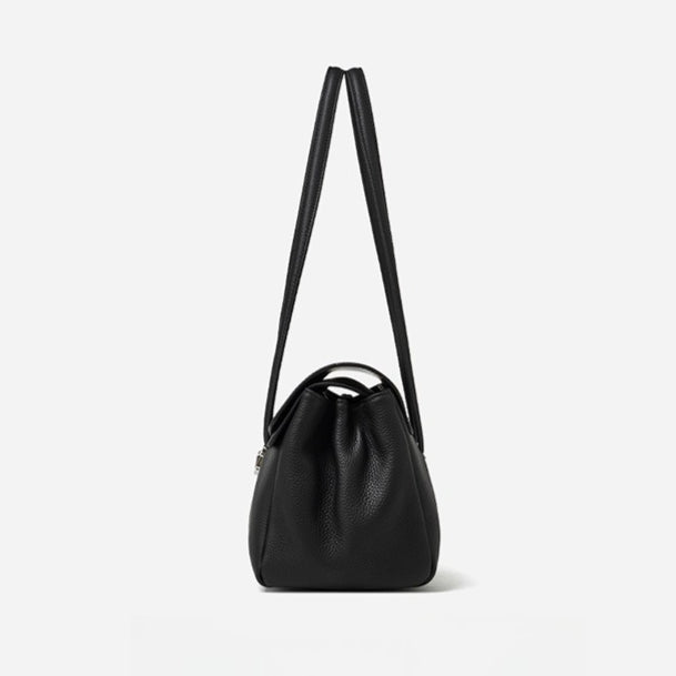 Sleek Pebbled Grain Texture Flap Genuine Leather Tote Clutch Bag