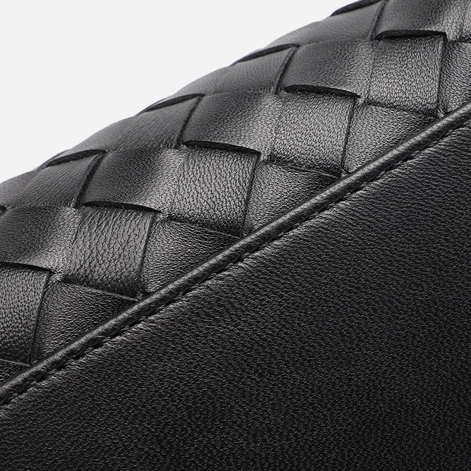 Minimalist Woven Genuine Sheepskin Baguette Clutch Bag