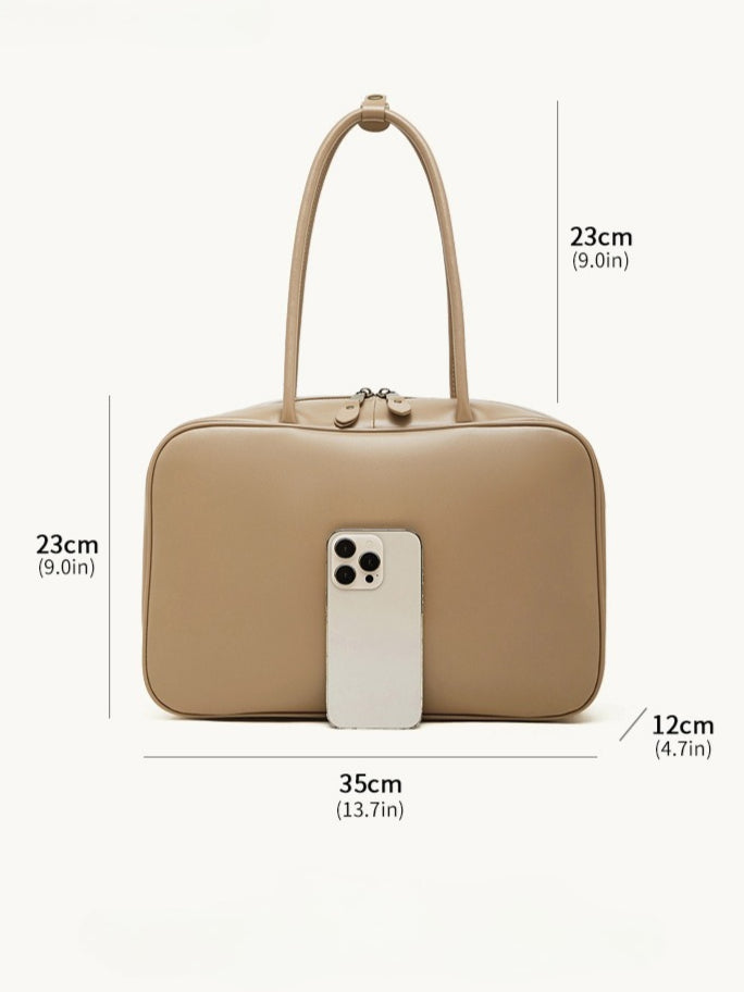 Women's Large Smooth Genuine Leather Bag - Versatile 2-Way Carry Office Work Tote