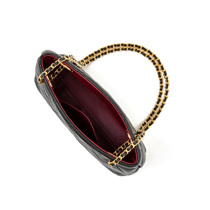 Mini sac pochette matelassé en cuir véritable mouton avec chaîne