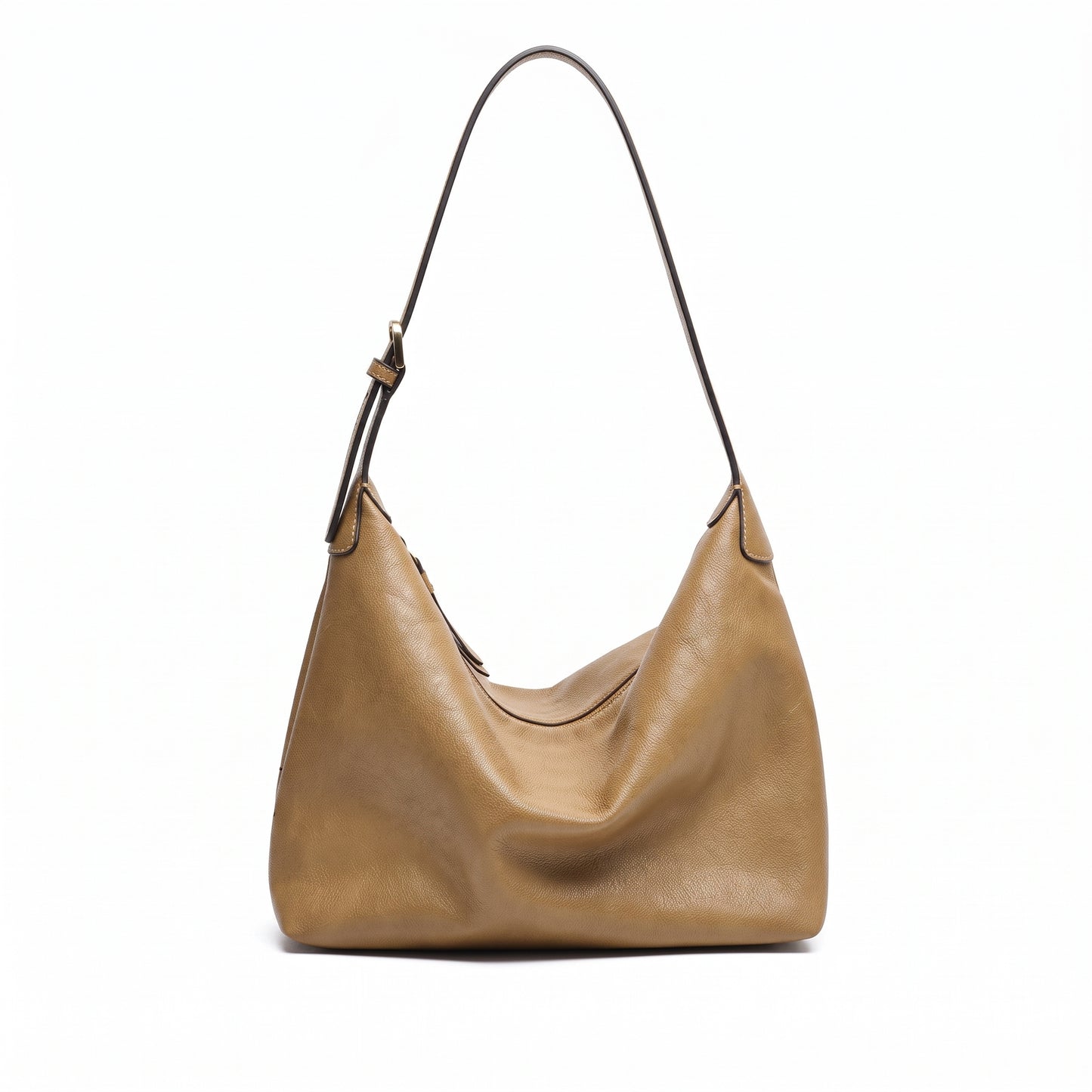 Supple Slouchy Genuine Leather Crescent Hobo Clutch Bag