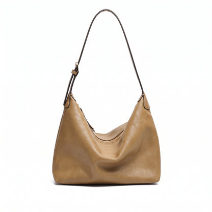 Supple Slouchy Genuine Leather Crescent Hobo Clutch Bag
