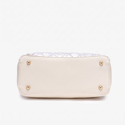 Classic Brocade Vegan Eco-Leather Mini Tote Clutch Bag with Hollow Charm