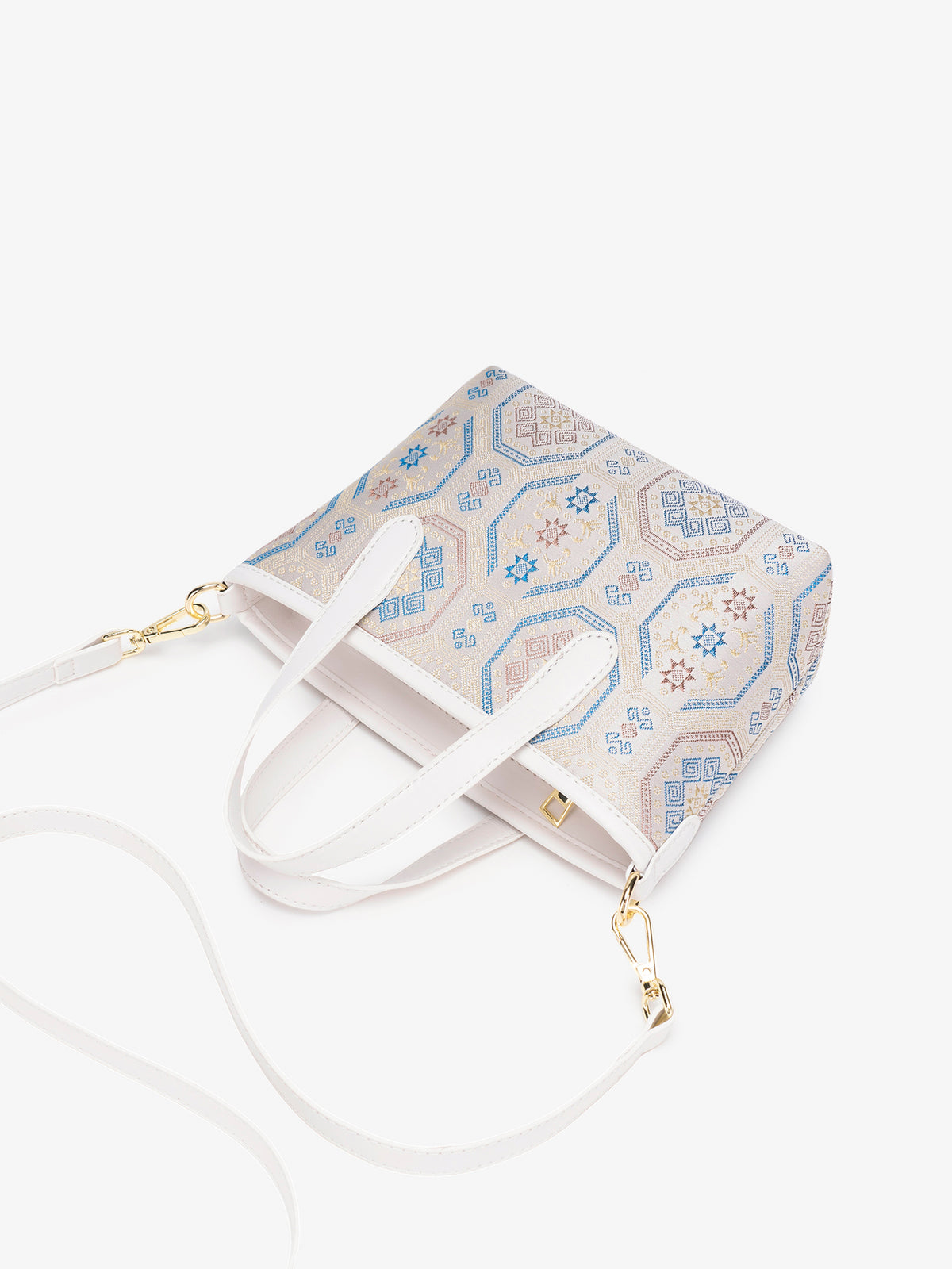 Noble Geometric Pattern Vegan Eco‑Leather Mini Tote Clutch Bag