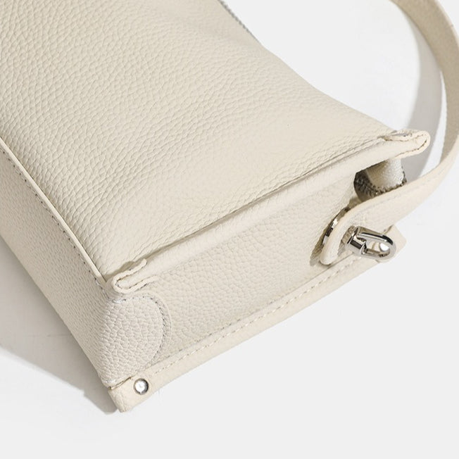 Clean-lined Pebbled Genuine Leather Crossbody Clutch Bag