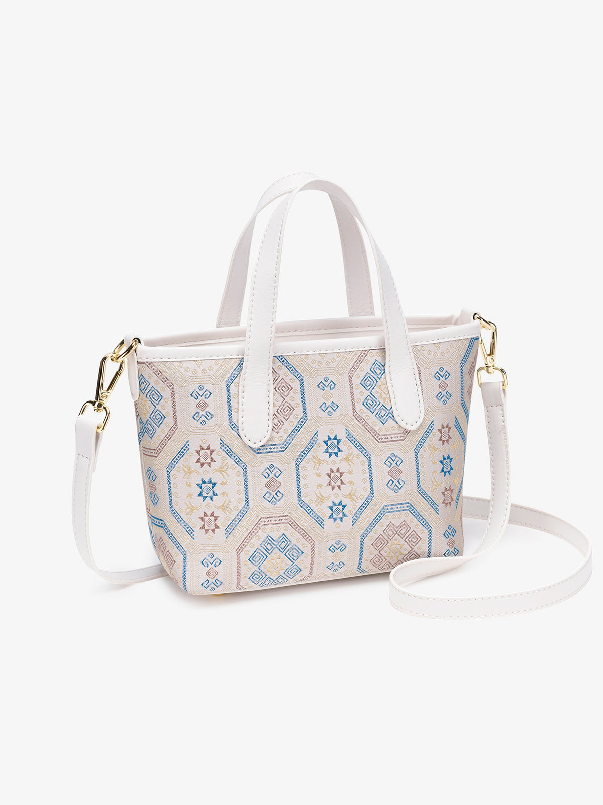Noble Geometric Pattern Vegan Eco‑Leather Mini Tote Clutch Bag
