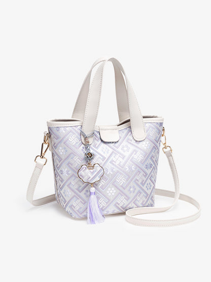 Serene Vegan Eco-Leather Mini Tote Bag with Detachable Mini Pouch