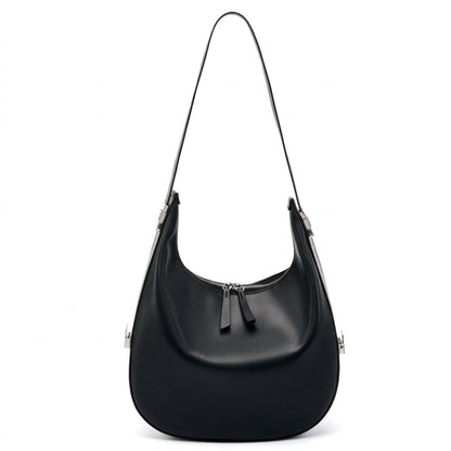 Borsa a tracolla a mezzaluna minimalista in vera pelle
