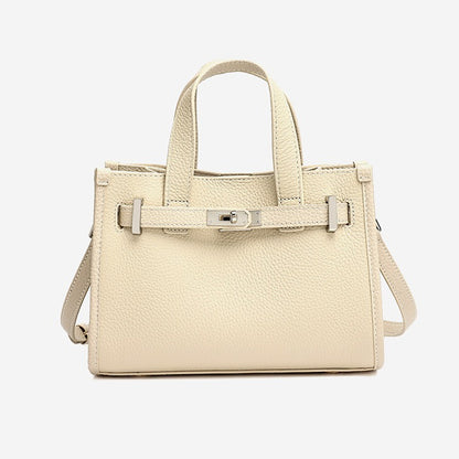 Minimalist Pebbled Genuine Leather Kelly Clutch Bag with Metal Turn Lock