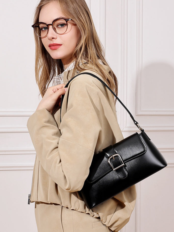 Retro Genuine Leather Baguette Clutch Bag