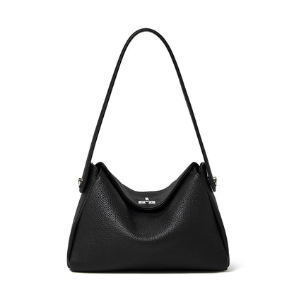 Nonchalant Lychee-Grain Genuine Leather Crossbody Hobo Bag