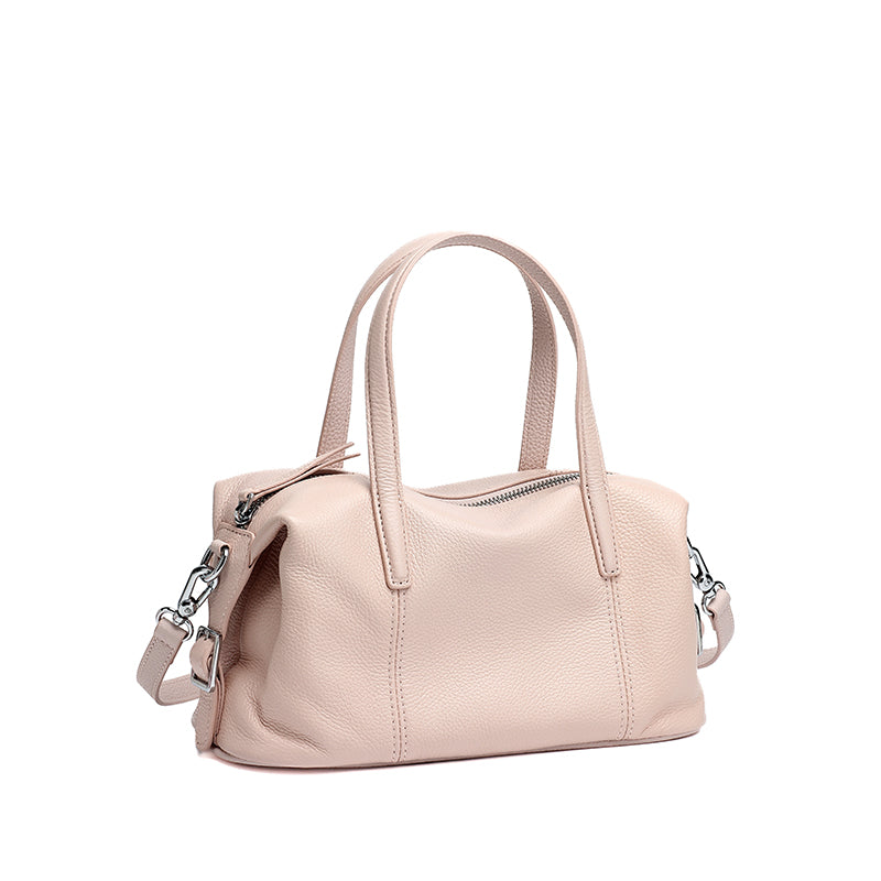 Borsa pochette a cuscino in vera pelle morbida dalla texture martellata