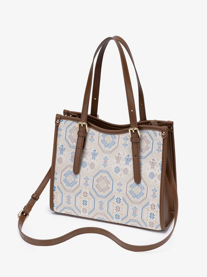 Graceful Geometric Vegan Eco-Leather Tote Clutch Bag