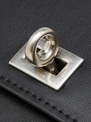 The Linear Turn-Lock Genuine Leather Bag | Minimalist East-West Handbag