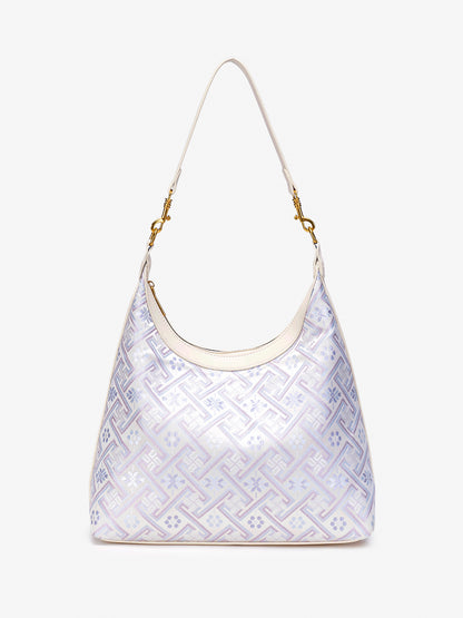 Elegant Brocade Pattern Vegan Eco-Leather Hobo Shoulder Bag