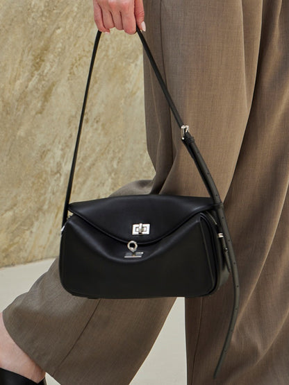 Silky Matte Genuine Leather Envelope Flap Clutch Bag