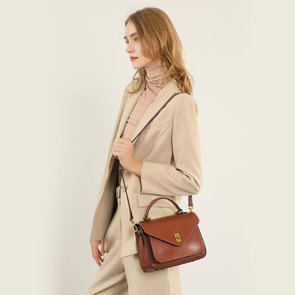 Borsa a tracolla postina da donna in vera pelle, elegante
