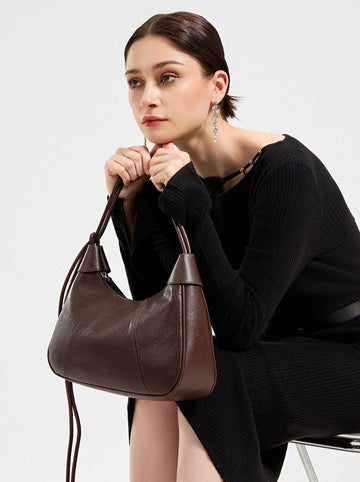 Women's Sable Crescent Genuine Leather Hobo Bag