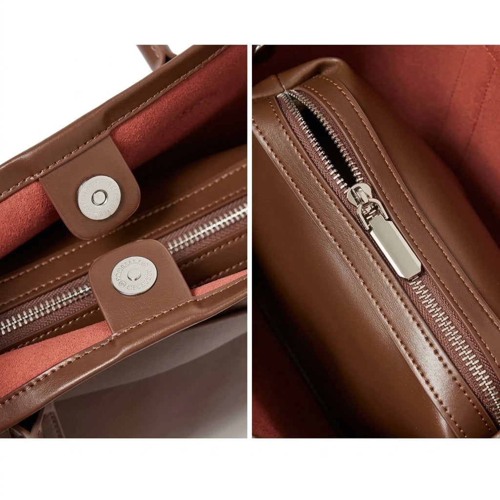 Ampia borsa tote a tracolla in pelle bovina semplice di lusso italiano