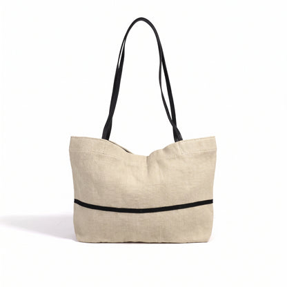 Geantă clutch tote minimalistă din in, cu design lejer