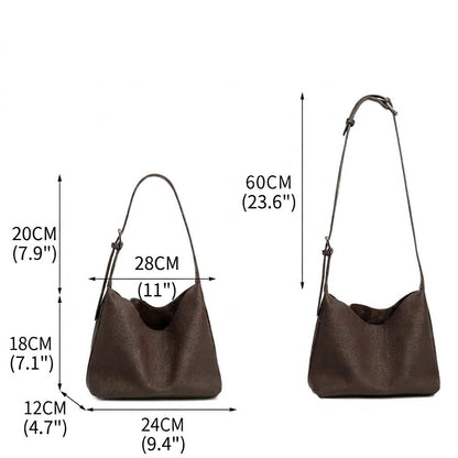 Borsa hobo a secchiello versatile in vera pelle con tracolla regolabile