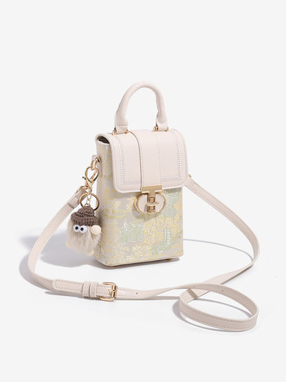 Elegant Oriental Garden Vegan Eco-Leather Mini Clutch Phone Bag