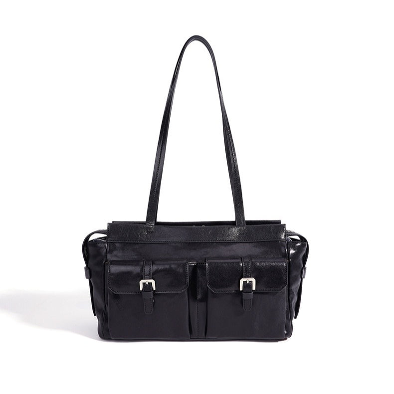 Vintage Genuine Leather Cargo Satchel Clutch Bag