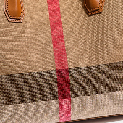 Classic British Plaid Colorblock Vegan Eco-Leather Tote Bag