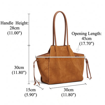 Vintage Slouchy Suede Genuine Leather Tote Clutch Bag