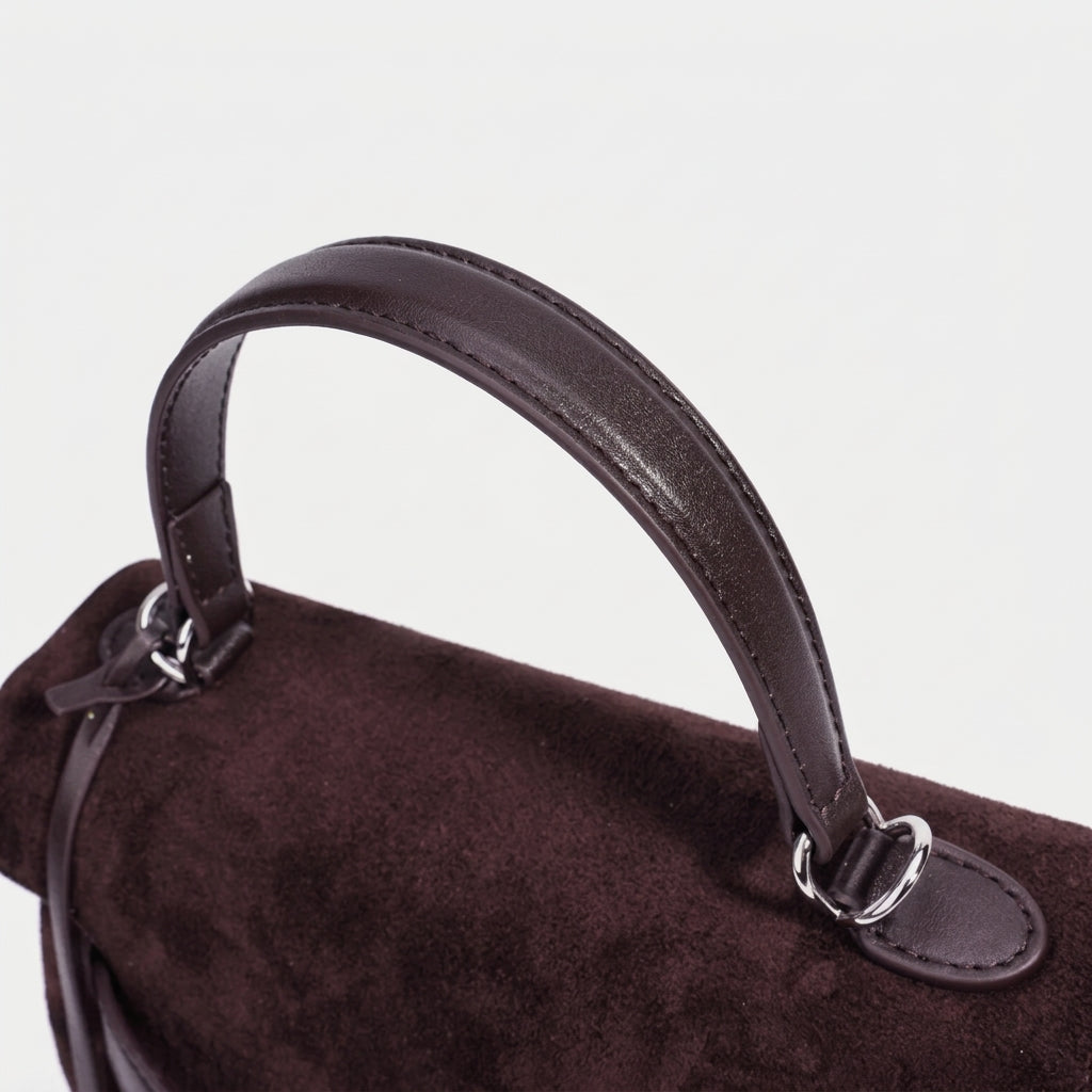Retro Suede Genuine Leather Kelly Clutch Bag