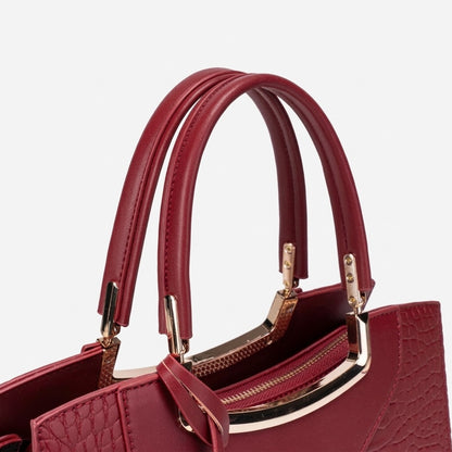 Stately Croc Vegan Eco-Leather Clutch Bag With Detachable Strap