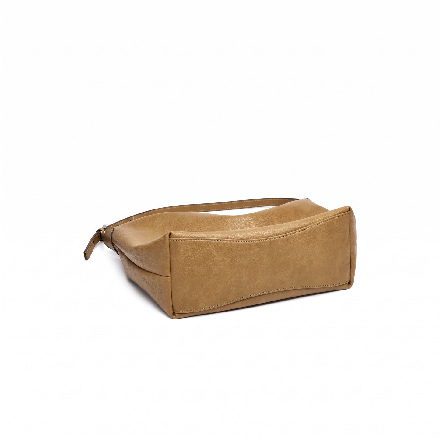 Supple Slouchy Genuine Leather Crescent Hobo Clutch Bag
