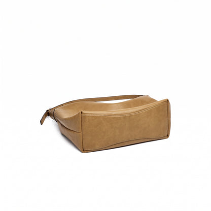Supple Slouchy Genuine Leather Crescent Hobo Clutch Bag