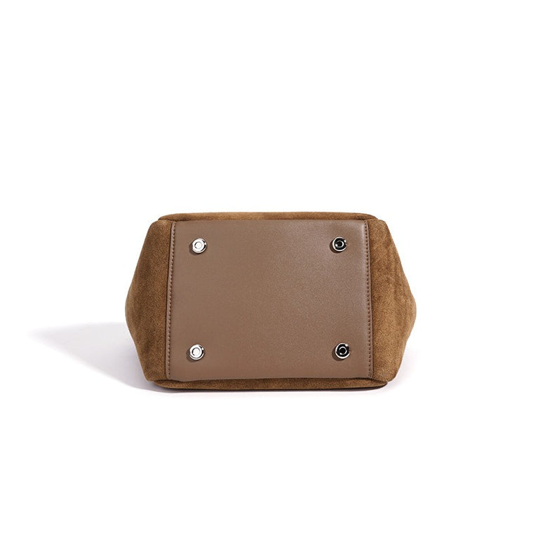 Effortless Suede Genuine Leather Bucket Clutch Bag