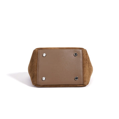Effortless Suede Genuine Leather Bucket Clutch Bag