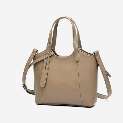Sleek Genuine Leather Mini Bucket Clutch Bag with Adjustable Straps