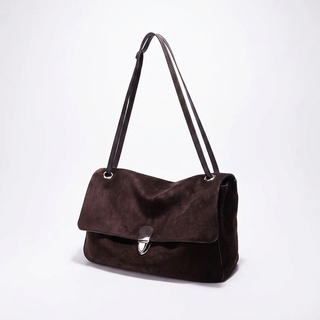 Borsa pochette vintage di lusso in vera pelle scamosciata